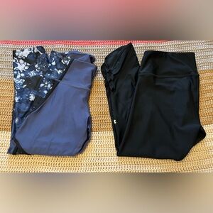 Under Armour Black and Blue Leggings Set Heatgear Compression